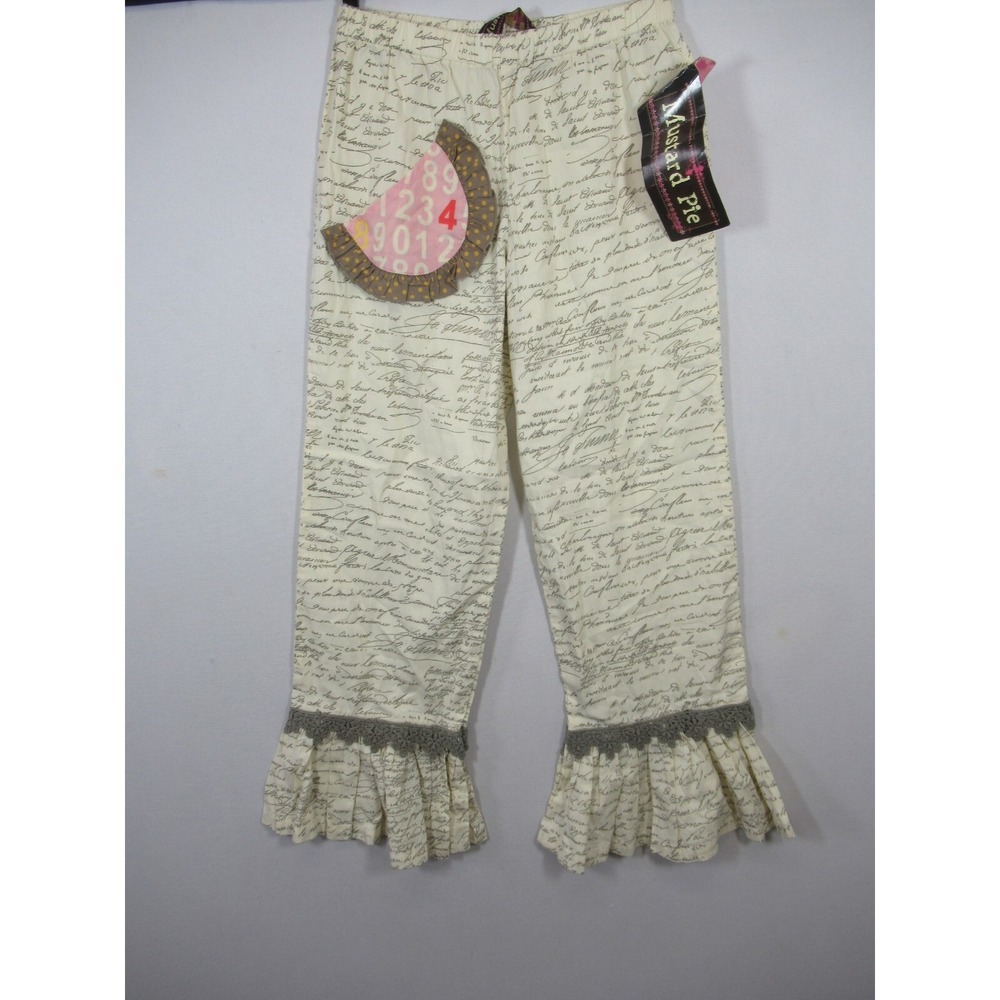 NEW Mustard Pie Kashmir Pants Girls 8 Ruffle Boho French Print